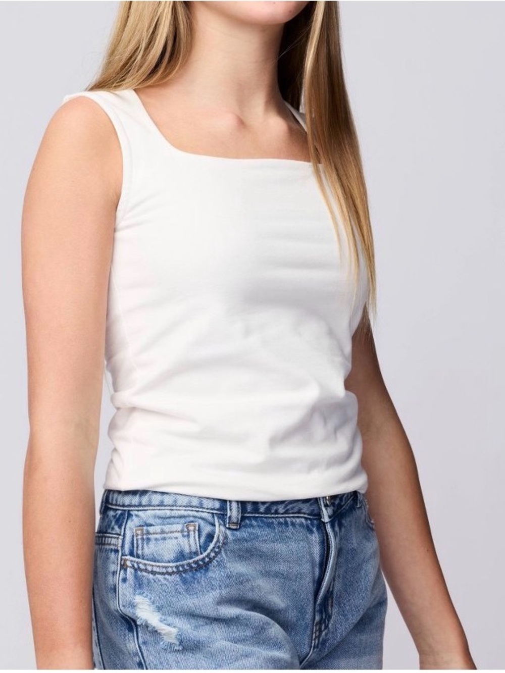 PacSun Kids White Square-Neck Tank Top XL